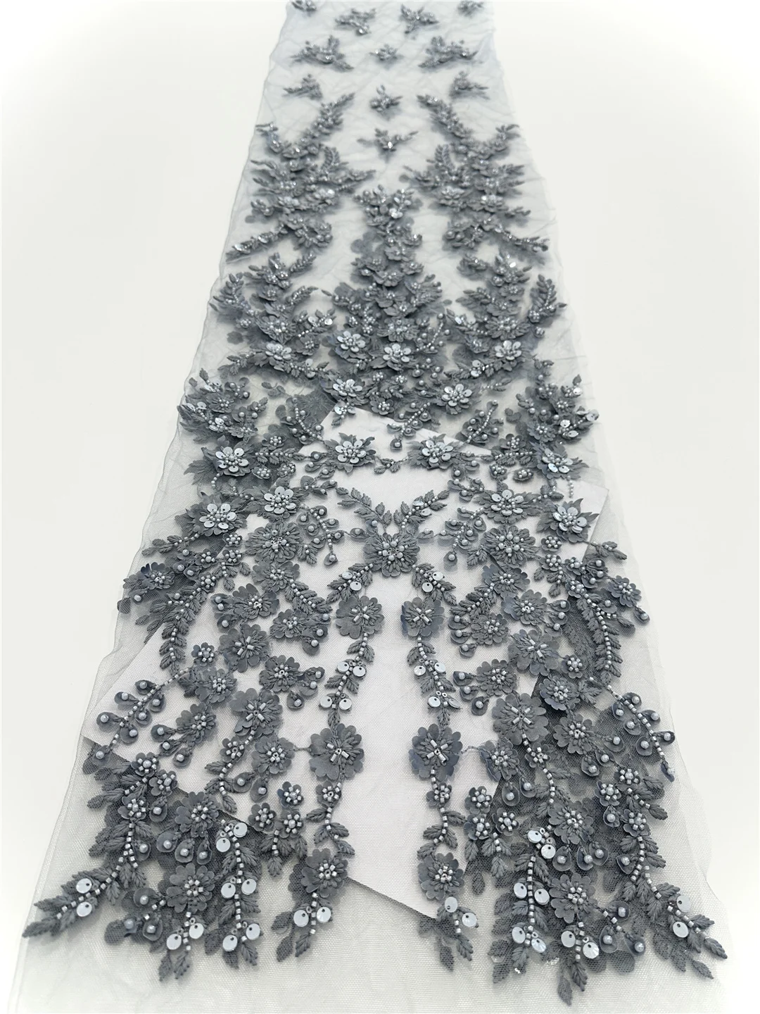 High Quality African Lace Fabric 2025 Beads d French Net Sequins Fabric Sewing Embroidered Tulle Nigerian Lace Fabric 5YardsSHIT