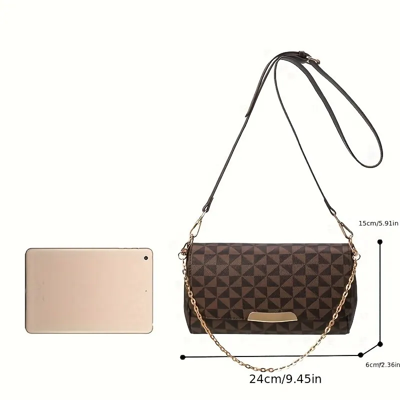 Luxury Women Crossbody Bag PU Leather Flap Shoulder Bag With Chain Windmill Pattern Perfect Sling Purse Bag For Daily Use