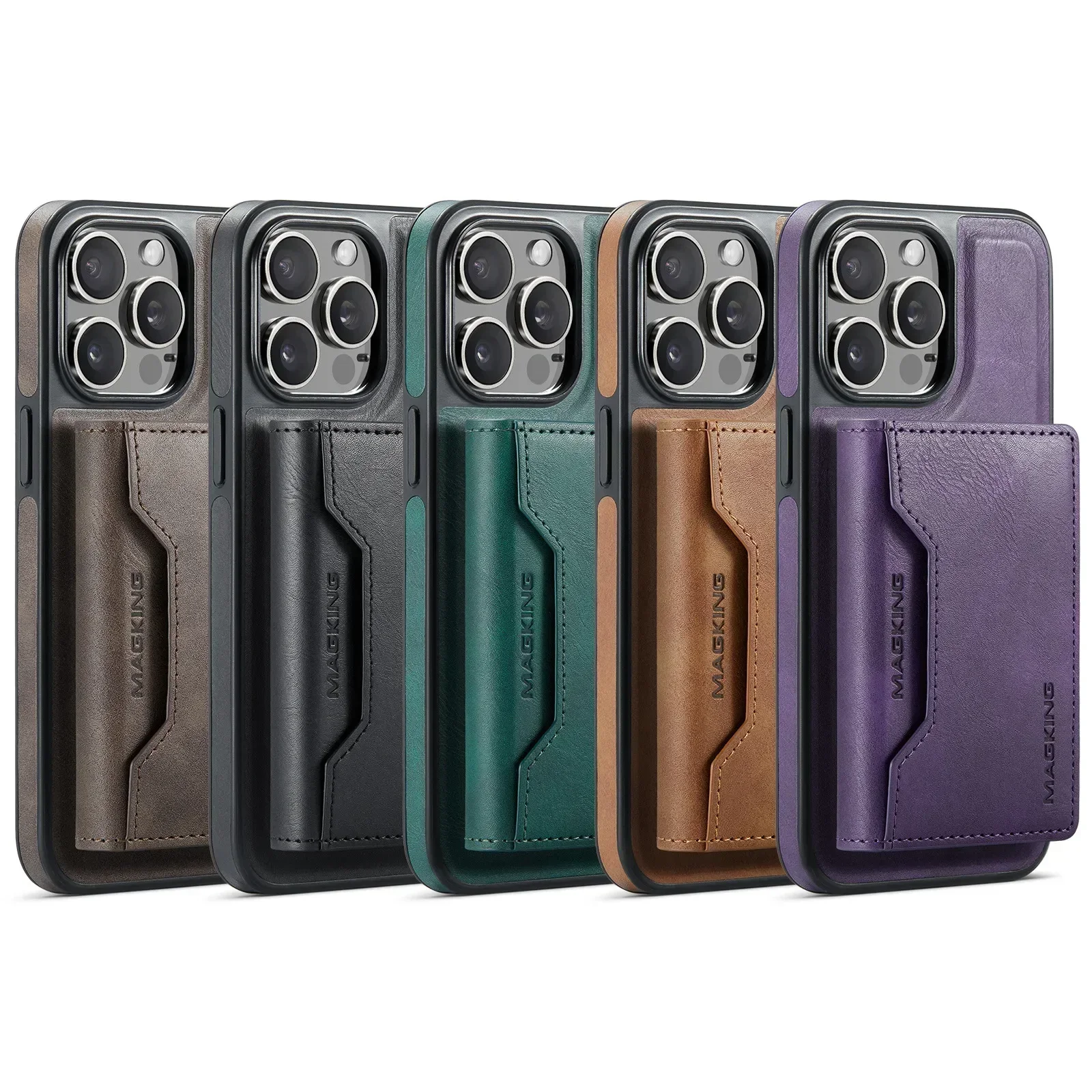 Detachable Premium Magnetic Wallet Case for  iPhone 17 16 15 14 13 12 ProMax RFID Blocking PU Leather with Card Holder