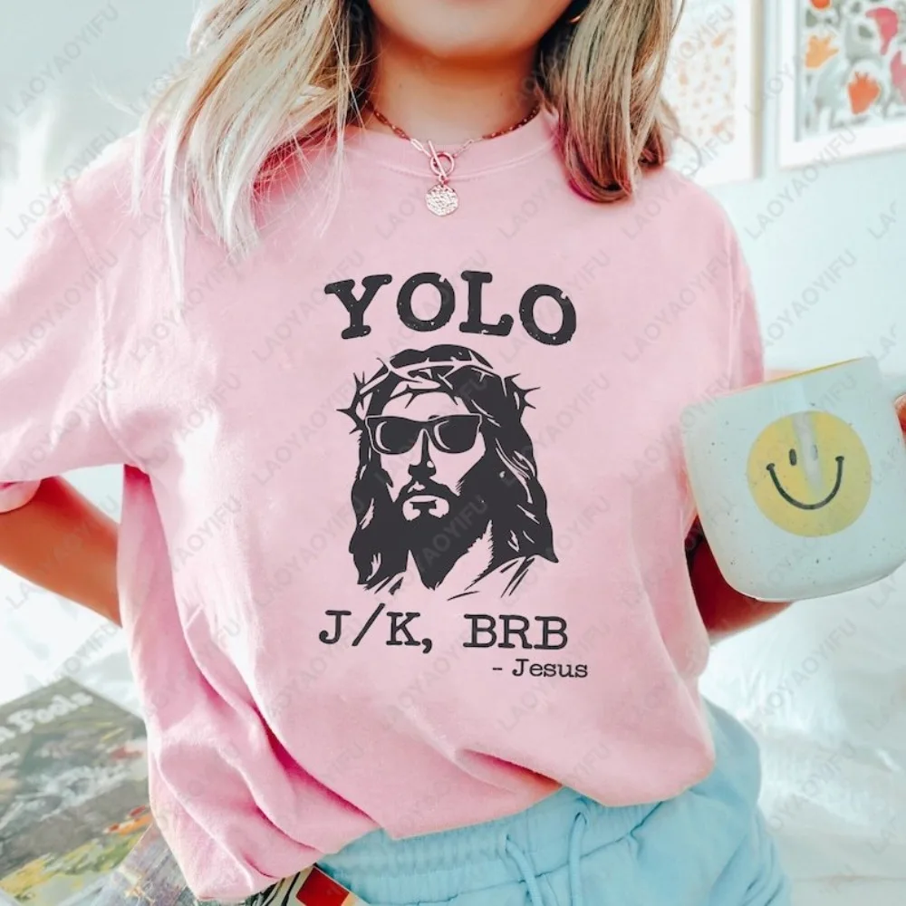 Easter Christian T-Shirt Funny Jesus Wearing Sunglasses Image Tees Jesus Yolo Jk Brb Sweatshirt Tops Unique Breathable Shirt