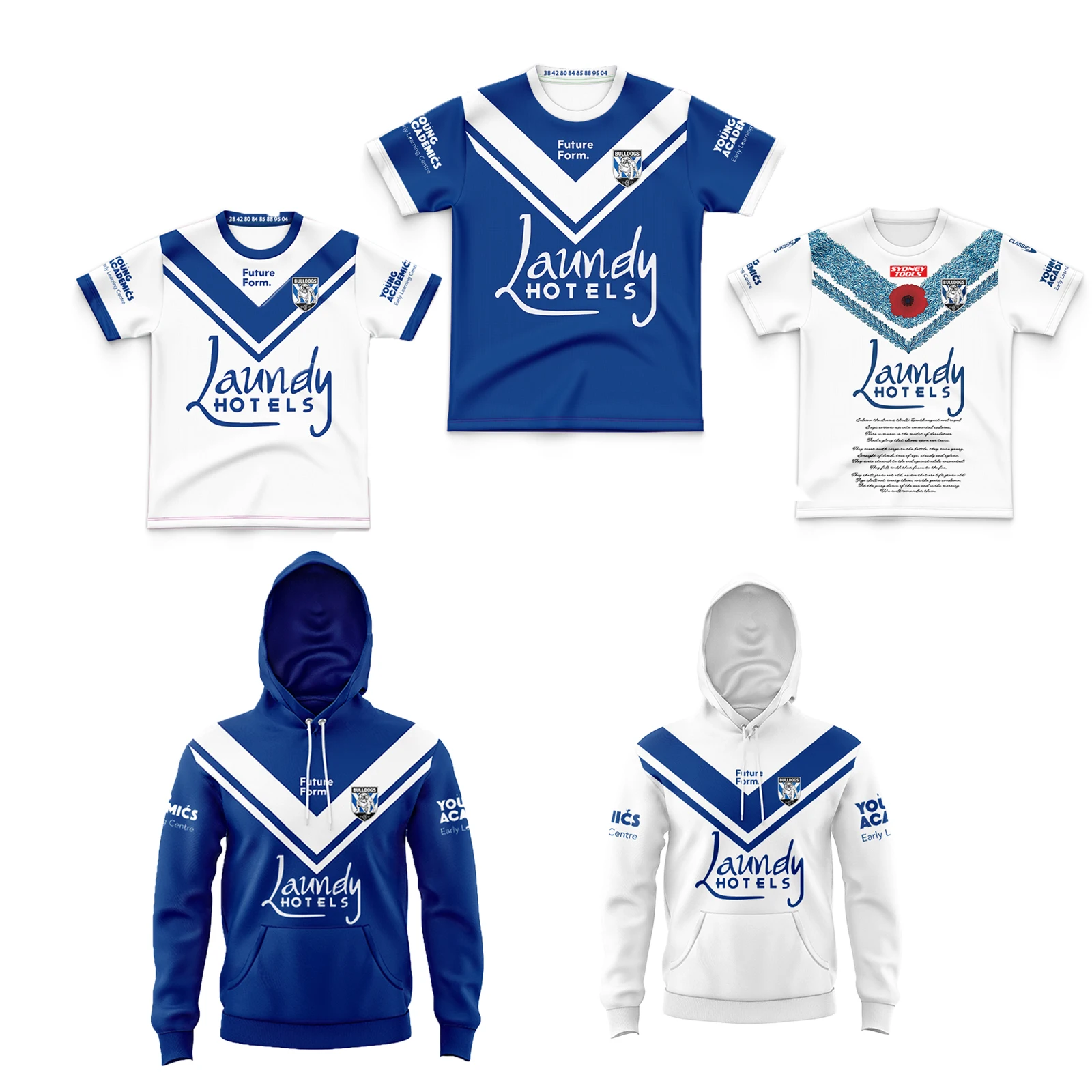 

2023/24 Bankstown Bulldogs Kid's Hoodies Home/Away Rugby Jersey