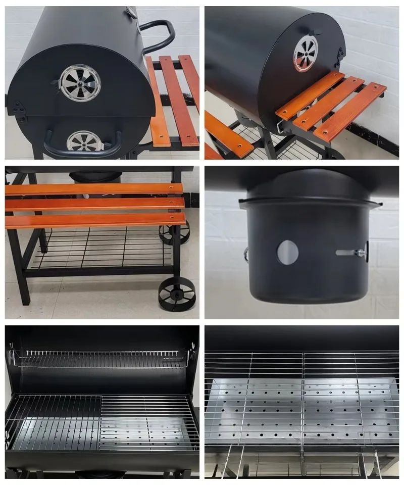 Automatic Rotating Steel Frame Charcoal Barbecue Grill, Suitable for Outdoor Camping, Hiking, and Gatherings