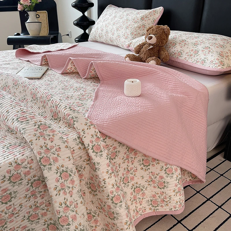 1pc Flower Printed Bedspread for Beds Single/Queen/King Size Bed Cover Quilted Thicken Bedsheet Skin-friendly Mattress Blanket