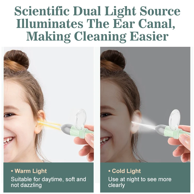 Luminous Ear Spoon Set Earwax Removal Cleaning Tweezers LED Lights Soft Head Children's Adult Ear Home Care Tool Kit USB