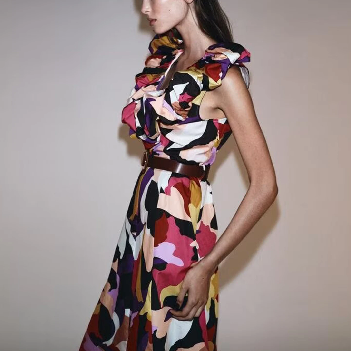 Z Faionable Gedrukt Midi Dr Dames Polyestervezel Ademend Comfortabel Stand Fit Casual Zomer Dr