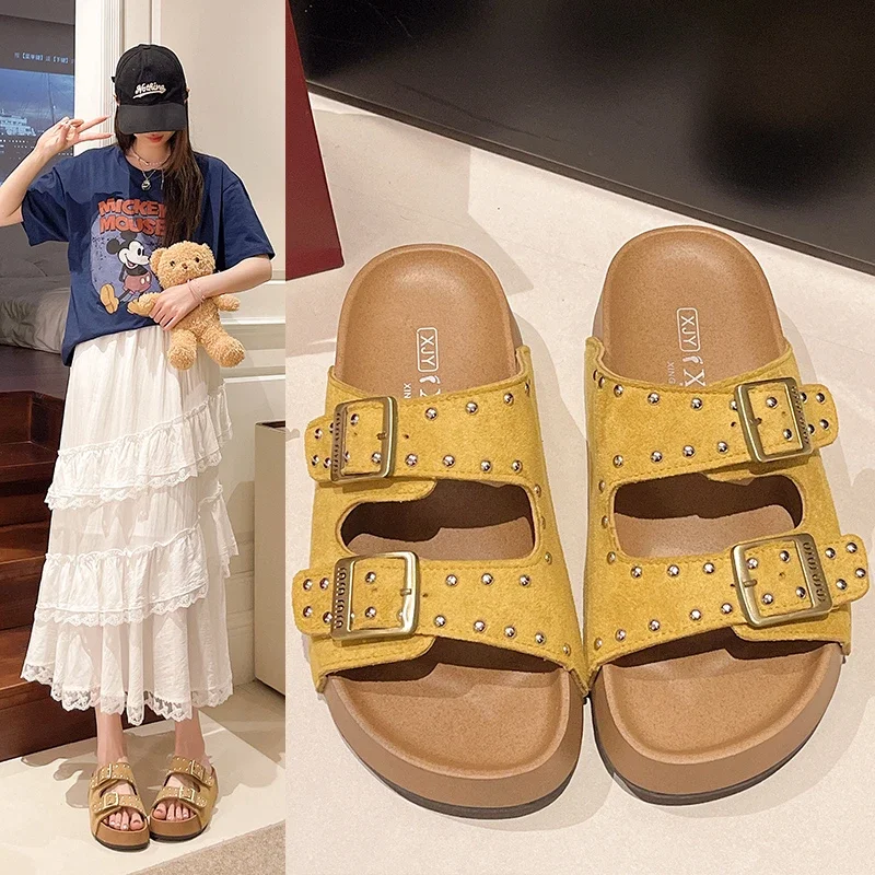 

Женские сандалии Birkenstock на толстой подошве в новые летние винтажные пробковые туфли