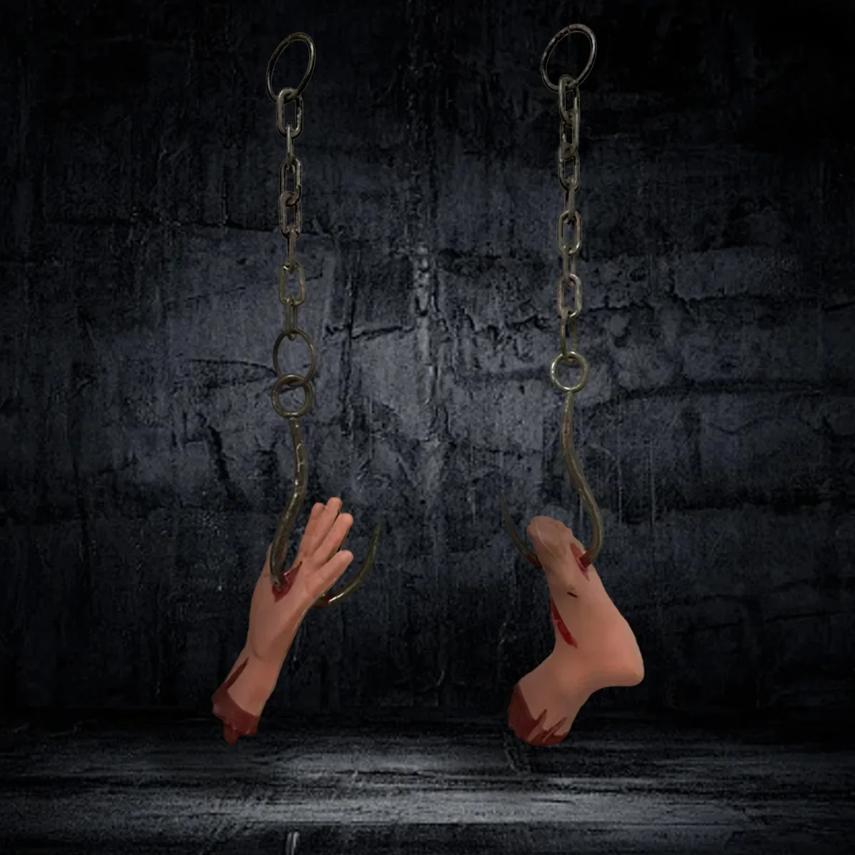Halloween Hanging Chain & Hook Prop, Simulation Hand Foot Ornament for Haunted House, Outdoor Courtyard Scene Decor