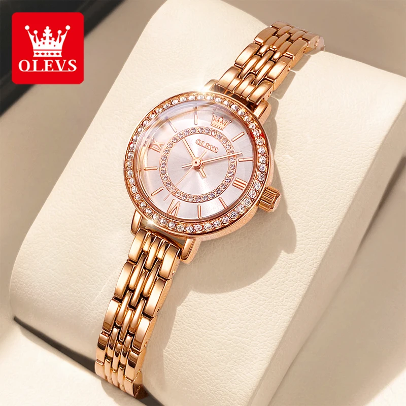 OLEVS 5508 Diamond Watch for Women Rose Gold Stainless Steel Waterproof Elegant Ladies Wrist Watch Original Quartz Women\'s Watch