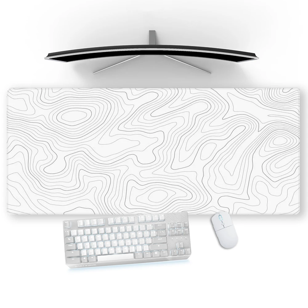 White Gamer Mousepad Strata Liquid Desk Mat Large 900x400 Topographic Mousepad 1200x600 Gaming Mats Keyboard Accessory 900x300