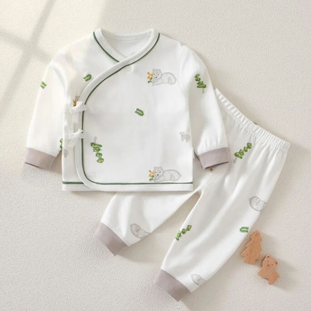 Newborn Girl Baby Sets Combed Cotton Long Sleeve Tops + Pants 2Pcs Spring Autumn 0-3 Months Boys Clothing