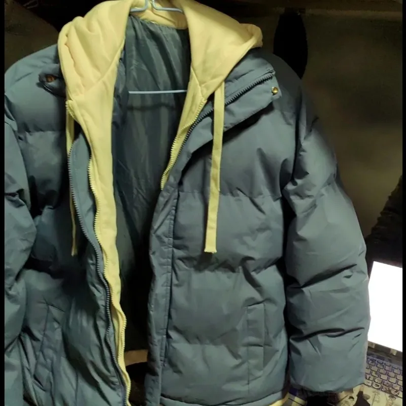 الرجال المراهقين الأمريكية مقنعين الألوان المتناقضة زوجين أسفل القطن سميكة فضفاضة العصرية سترة قطن الترفيه مبطنة بالقطن #1