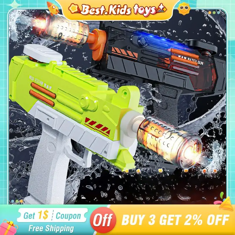 Pistola ad acqua continua elettrica ad alta velocità Giocattoli per bambini Spruzzi automatici Gioco da spiaggia per bambini Piscina Gioco all'aperto per ragazzi