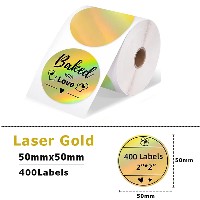 Phomemo PM246S D520 PM241BT Holographic Laser Silver/Gold Thermal Sticker DIY Seal Labels Festival Crafts Party Decorations