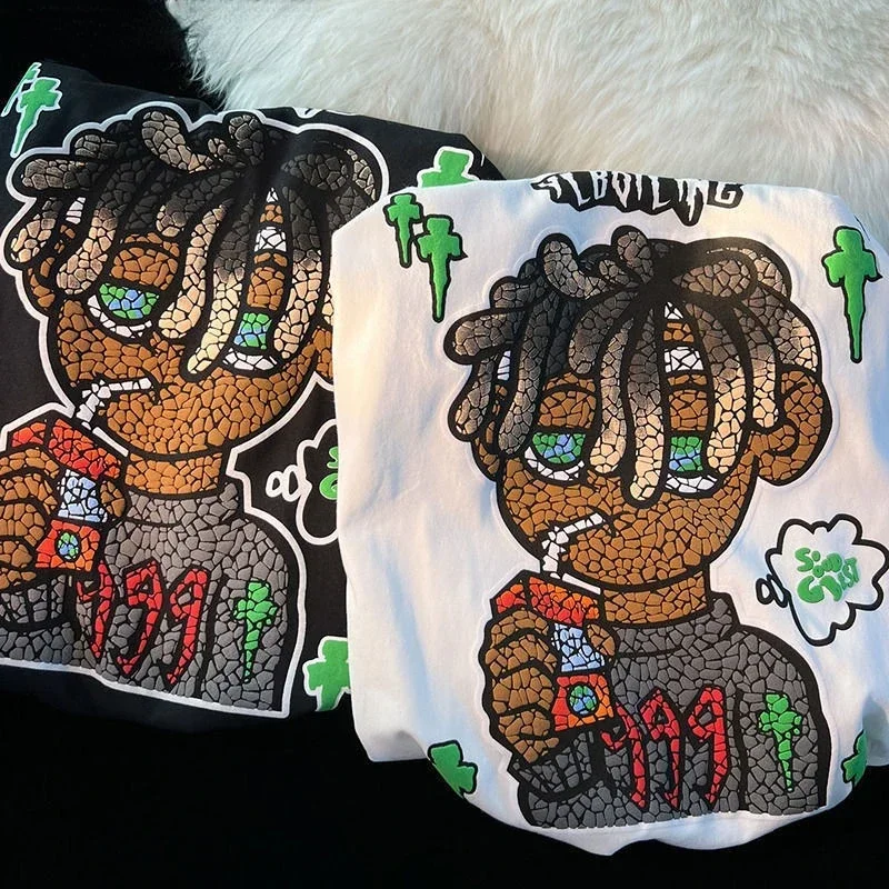 

Graphic T-Shirt Street Women Cartoon Printing Design Short Sleeved T Shirt Men Women Loose Fashion Unisex Street Y2k Top