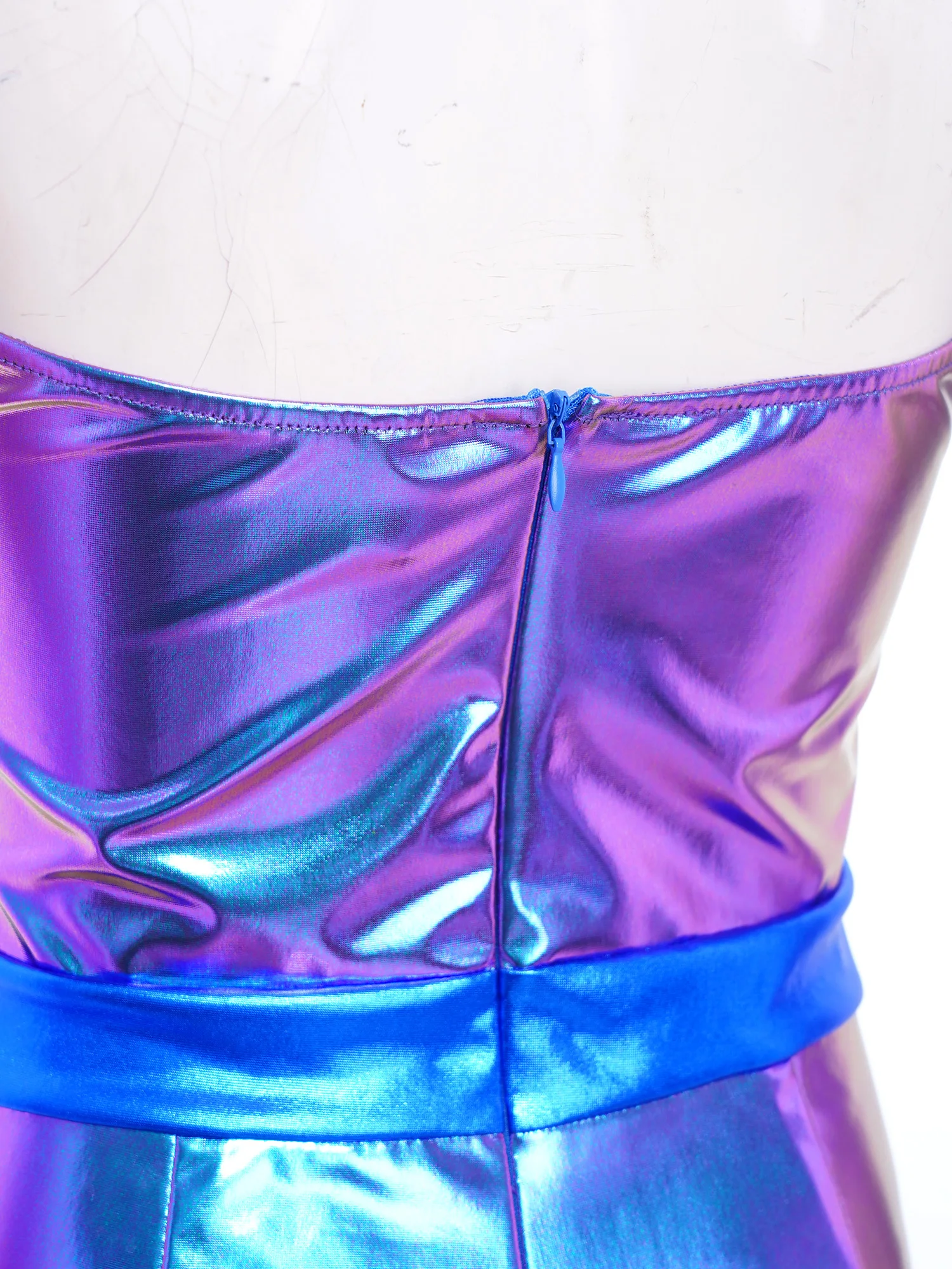 Damen 70er 80er Disco Vintage Overall Metallic ärmellos Ganzkörper Body Hippie Bell Bottom Jazz Dance Karneval Rave Party Kostüm
