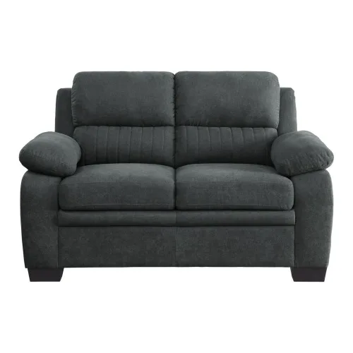 

#Hugh 58 Inch Loveseat Dark Gray Polyester Foam Cushioned Solid Wood Corner L-Shape Modern Living Room Sofa