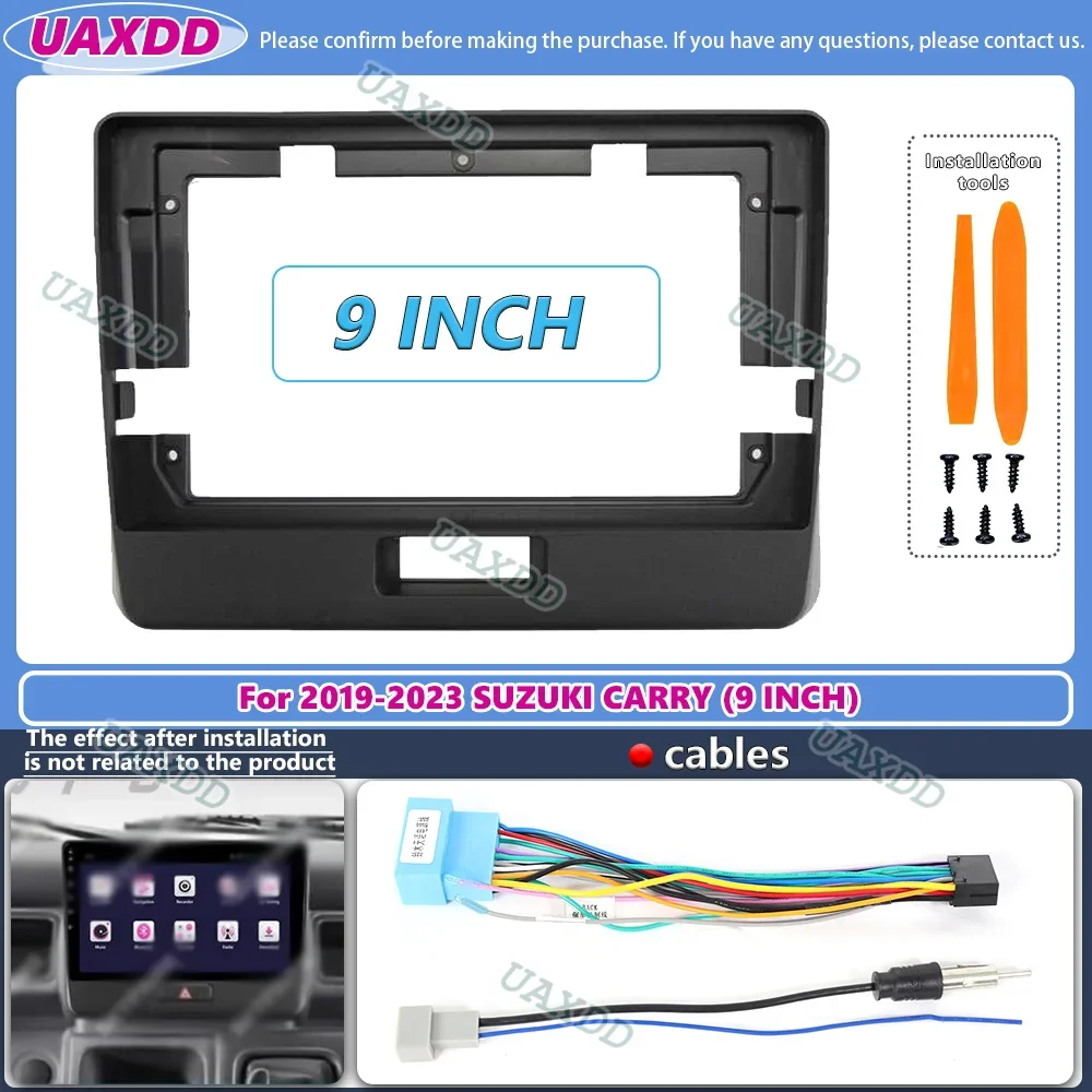 9 Inch Fascia For Suzuki Carry 2019-2023 Car Radio Stereo MP5 GPS Android Player 2 Din Unit Panel Dash Board Cover Frame cable