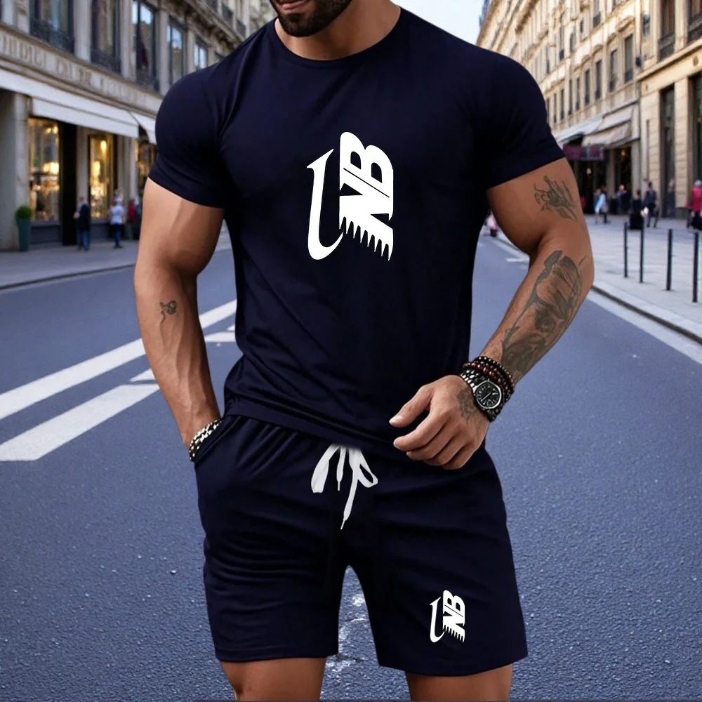 

Men's Printed Short Sleeve T-Shirt and Shorts Set Summer Casual Streetwear Two-Piece Outfit