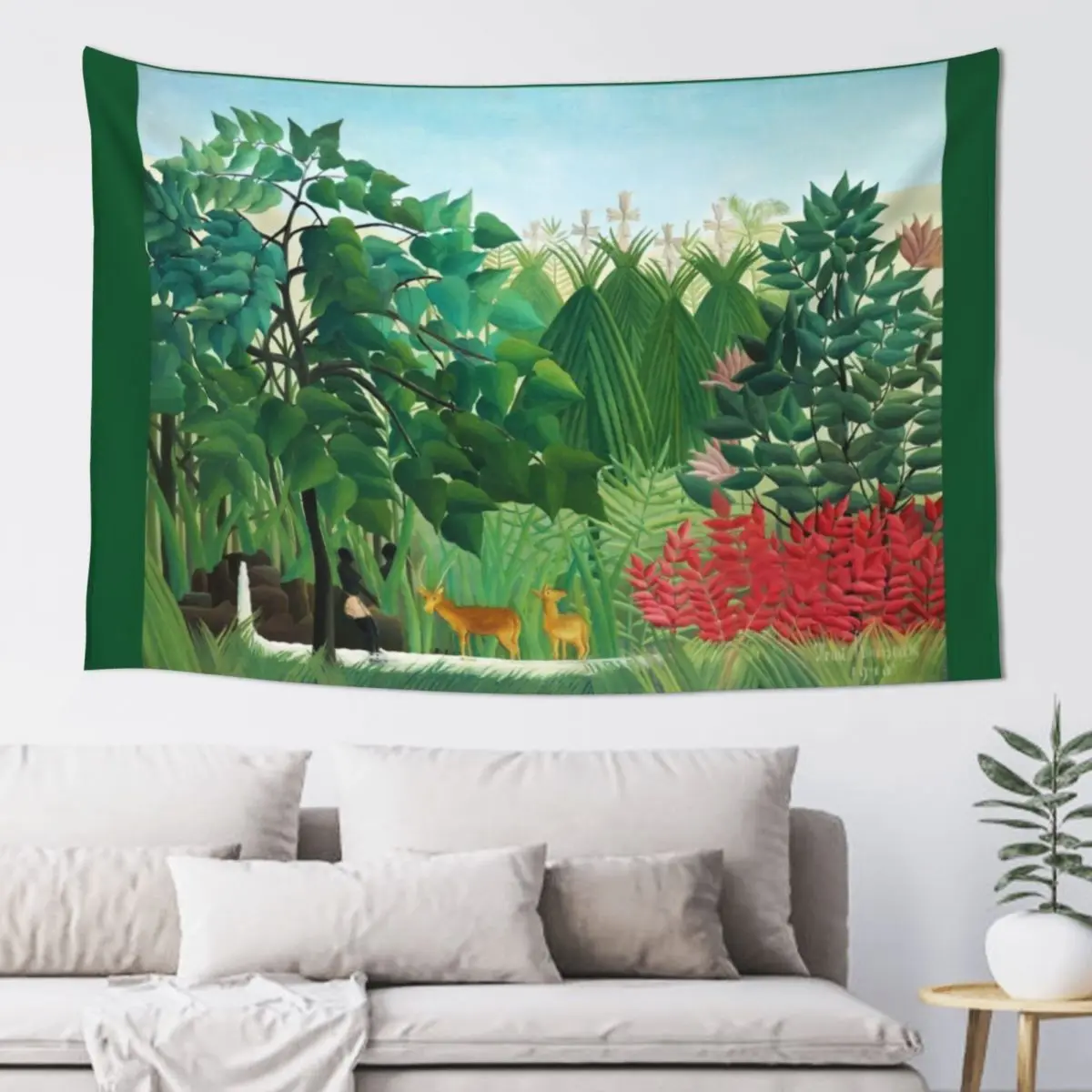 

Henri Rousseau - The Waterfall - Oil Painting 1910 Tapestry Funny Wall Decorations Aesthetics For Room Tapestry