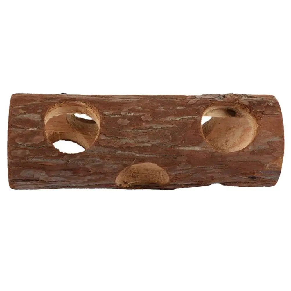 

Solid Wood Tunnel Toy Hamster Guinea Pig Chinchilla Natural Wood Safe Sturdy Small Pet Play Hideout Cage Tubes Accessories