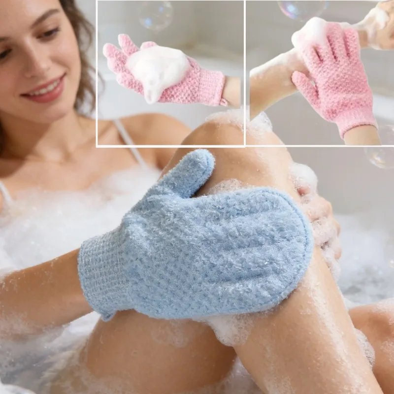 Shower Massage Bath Gloves Exfoliating Sponge Mitts for Relaxing Body Scrub Spa Like Experience At Bathroom Essentials