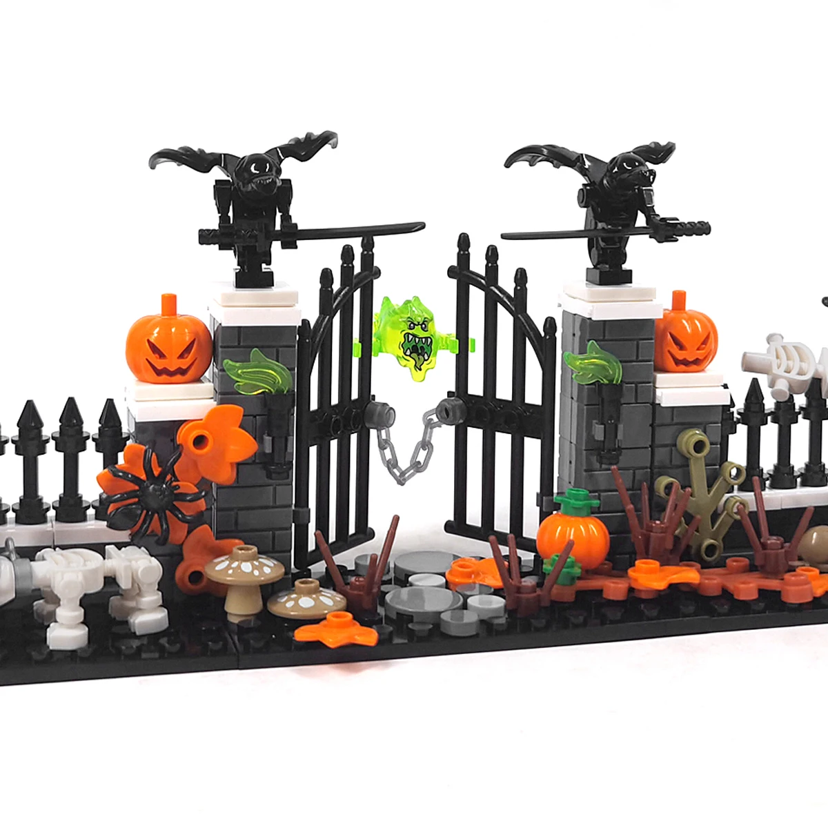 MOC Model Halloween Scene Building Block Decorations DIY Bricks Can be Combined Ghost Hell Dog Death Scene Toys for Children