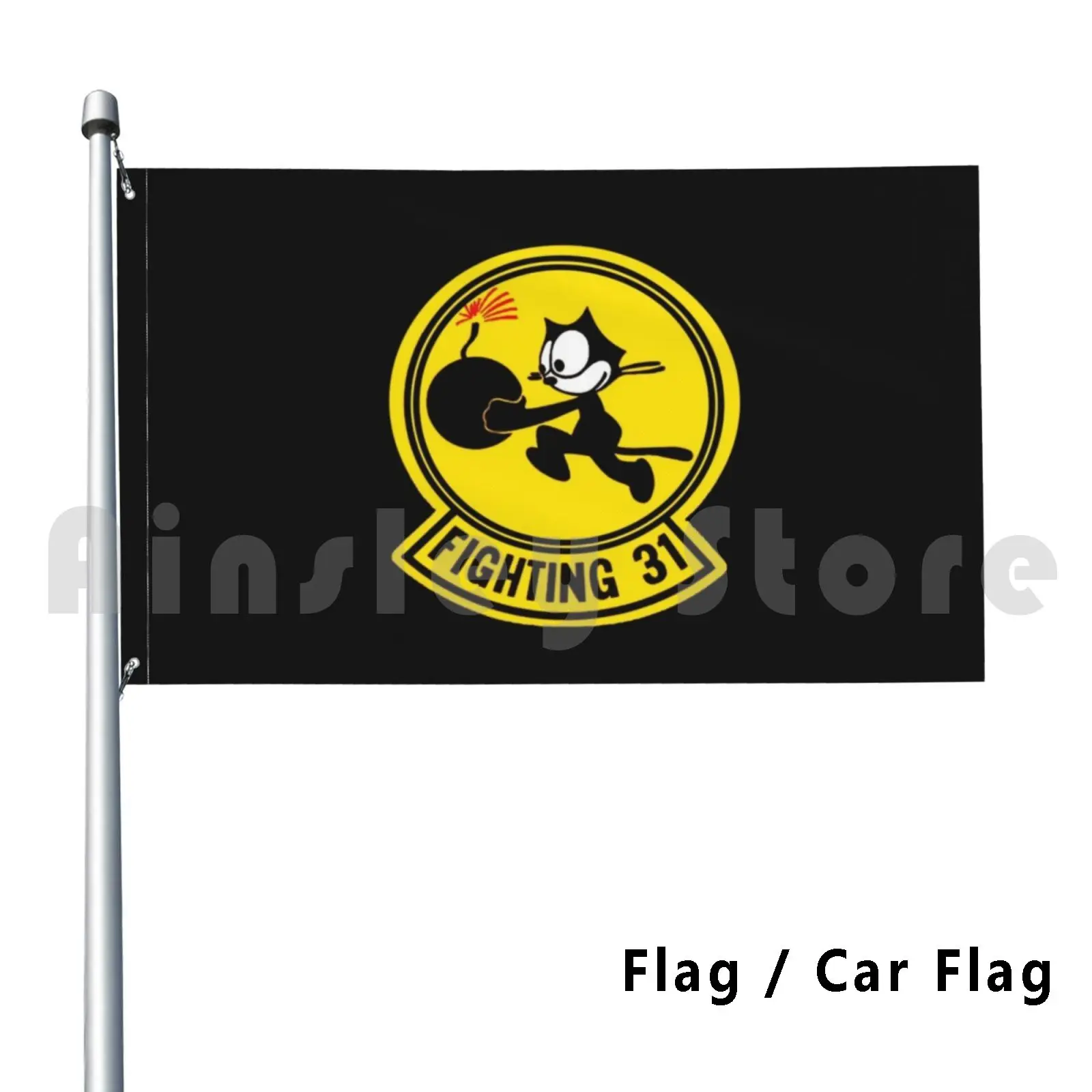 Fighting 31-Tomcatters Outdoor Decor Flag Car Flag Carrier Aviator F 14 F A 18 Felix Felix Cat Fighting 31 Hornet Logo Naval