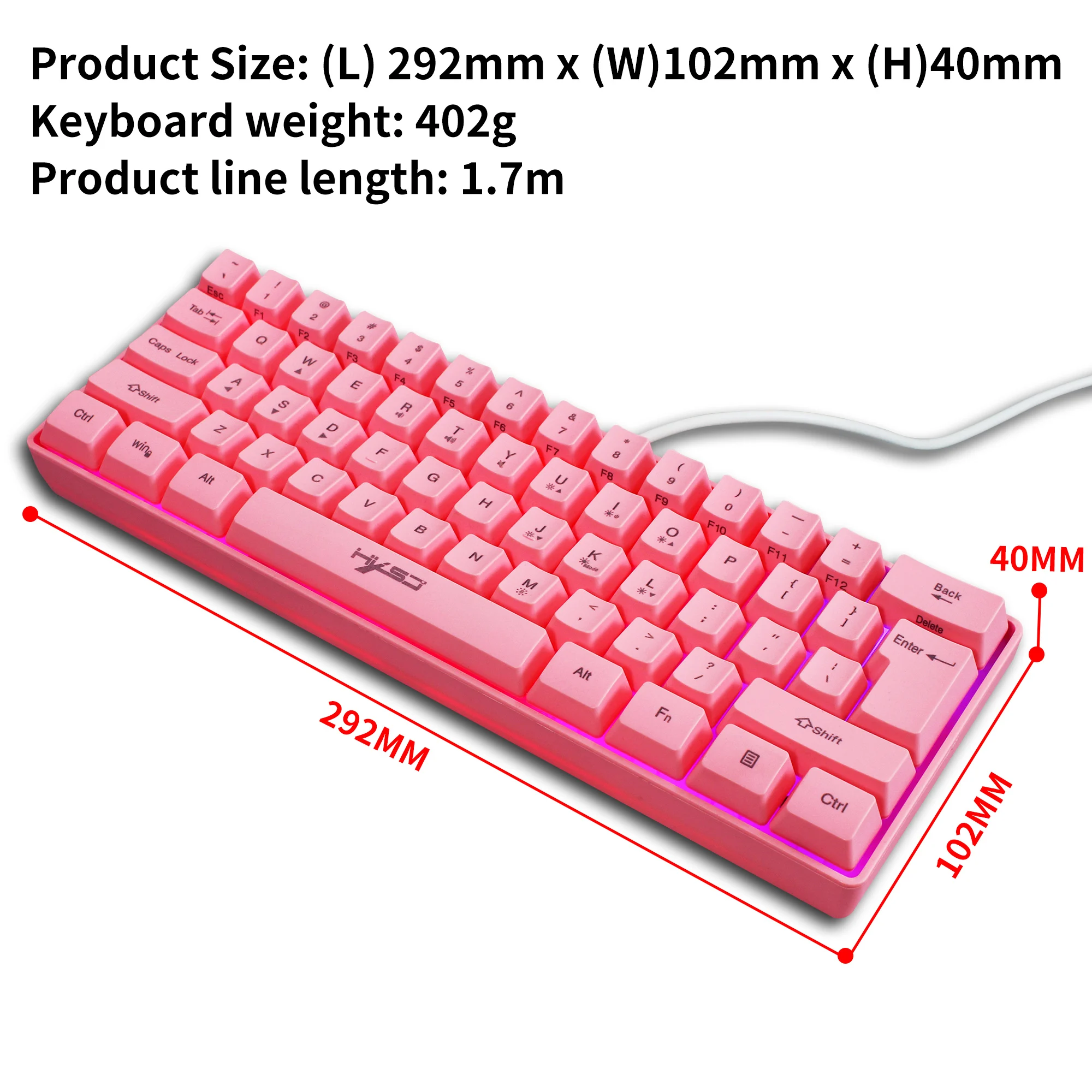 HXSJ V700 61 Keys Gaming RGB Keyboard for Gamers USB Backlight keyboard with Multiple Shortcut Key Combinations for PUBG Home