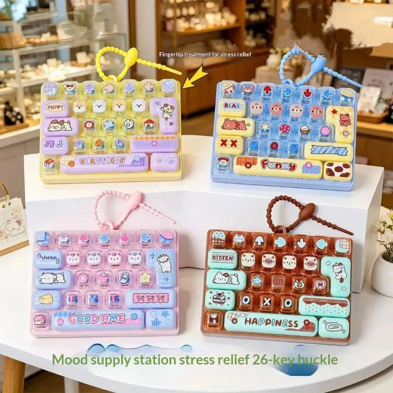 1Pcs Keyboard Keycap Storage Bag Cute Animal Themed Transparent 26 Compartments Holder for Travel Home Organization Gift