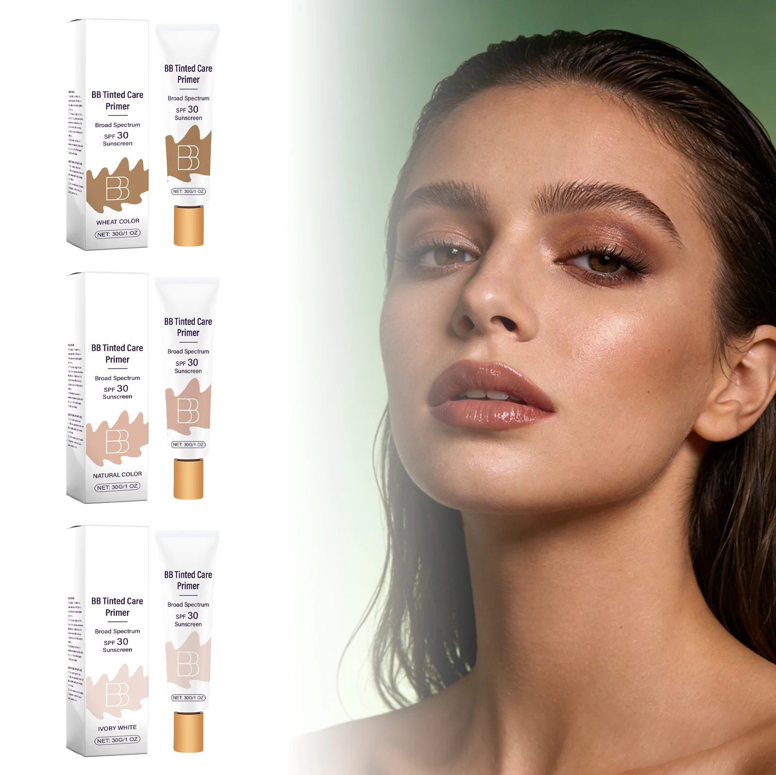 Crema BB Protectora Solar, Protege Contra Quemaduras Solares, Calma el Enrojecimiento, Equilibra la Grasa, Controla el Brillo, Disimula las Imperfecciones del Rostro, Mejora la Barrera Cutánea, Corrector Portátil