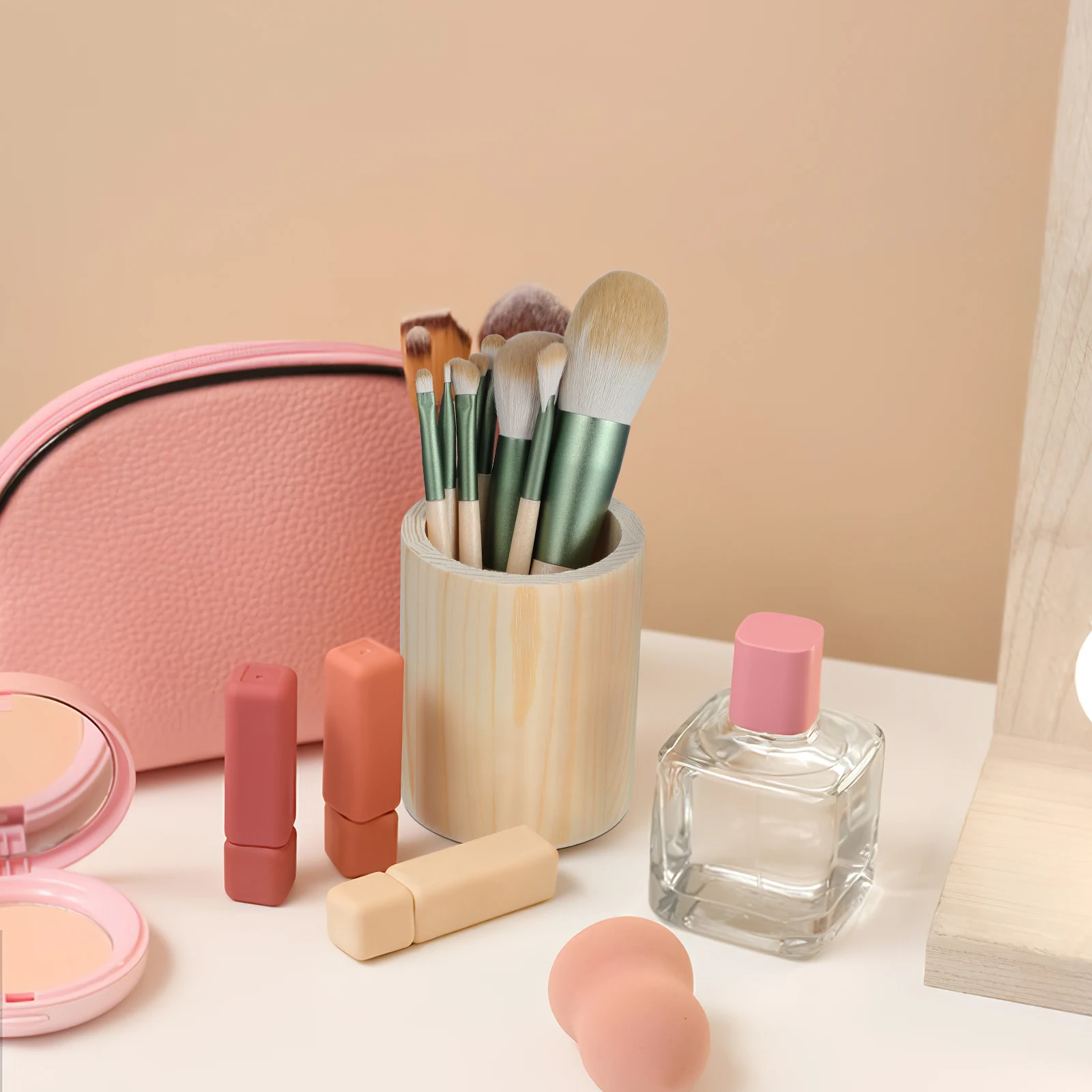 

2Pcs Solid Color Wooden Pen Container Single Compartment Desktop Storage DIY Organizer Box Unfinished for Home Office