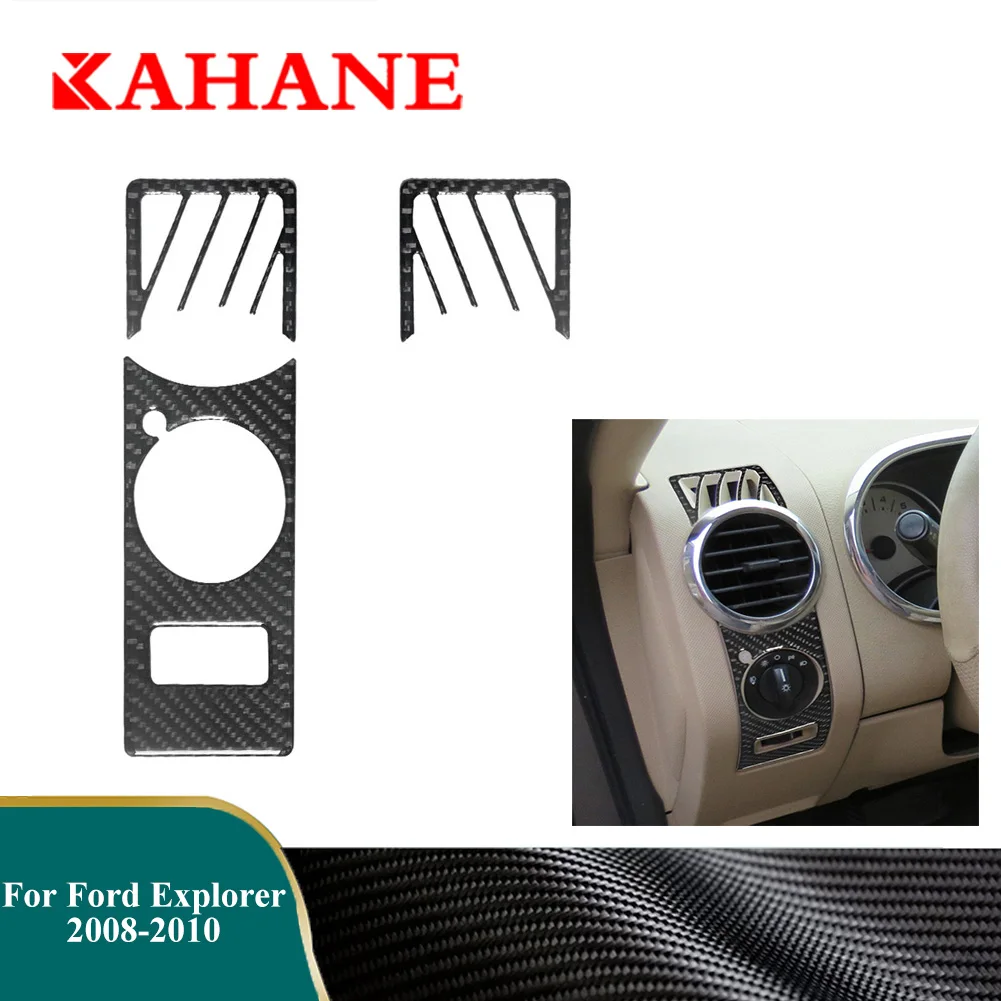 

Car Carbon Fiber Stickers Parts For Ford Explorer 2008 2009 2010 Dashboard Air Vents Headlight Switch Trim Interior Mouldings