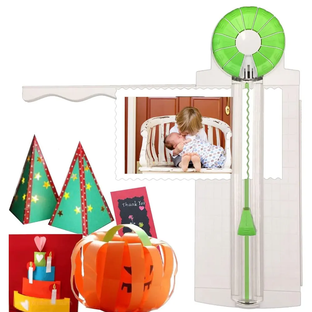 

12-in-1 multifunctional paper cutter with 360° manual rotating paper cutter, suitable for scrapbooking, cards and other crafts.
