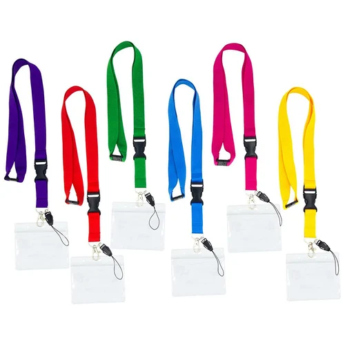 투명 방수 배지 거치대 랜야드 세트, 분리형 다기능 목 걸이 로프, ID 카드 키용 안전 버클 포함