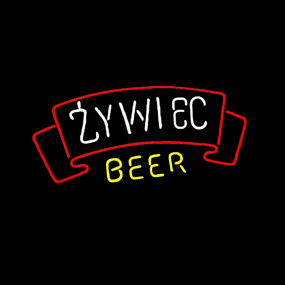 

Рекламная акция ZYWIEC, логотип пива на заказ, Настоящая стеклянная трубка ручной работы, украшение для бара, магазина, вывеска, неосветильник свет, в наличии 17 "X10"