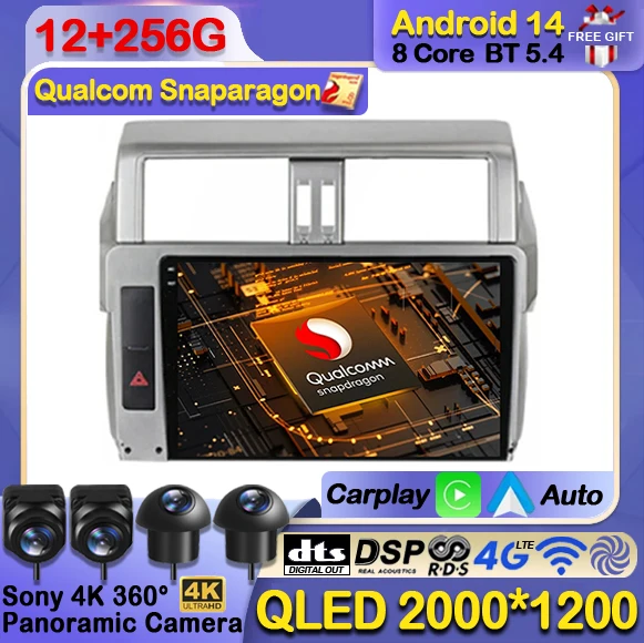 

Android 14 Car Radio For Toyota Land Cruiser Prado 150 2009 - 2013 Multimedia Video Player Navigation GPS 2 din Wireless QLED BT