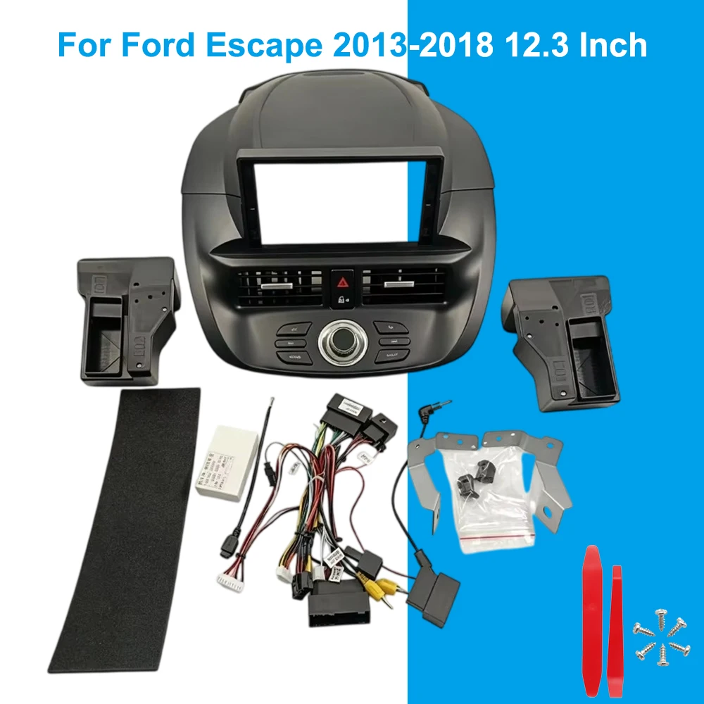 For Ford Escape 2013-2018 12.3 Inch Car Radio Fascia Frame Dashboard Panel Double Din Stereo Installation Kit