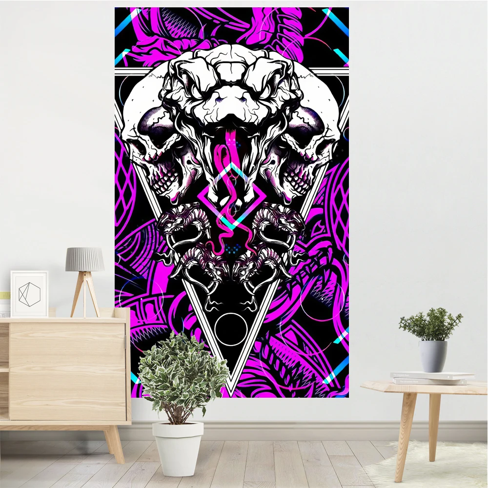 

Skull And Snake Tapestry Horrible Wall Hanging Cloth Dark Style Fabric Decoration Cool Bedroom Decorative