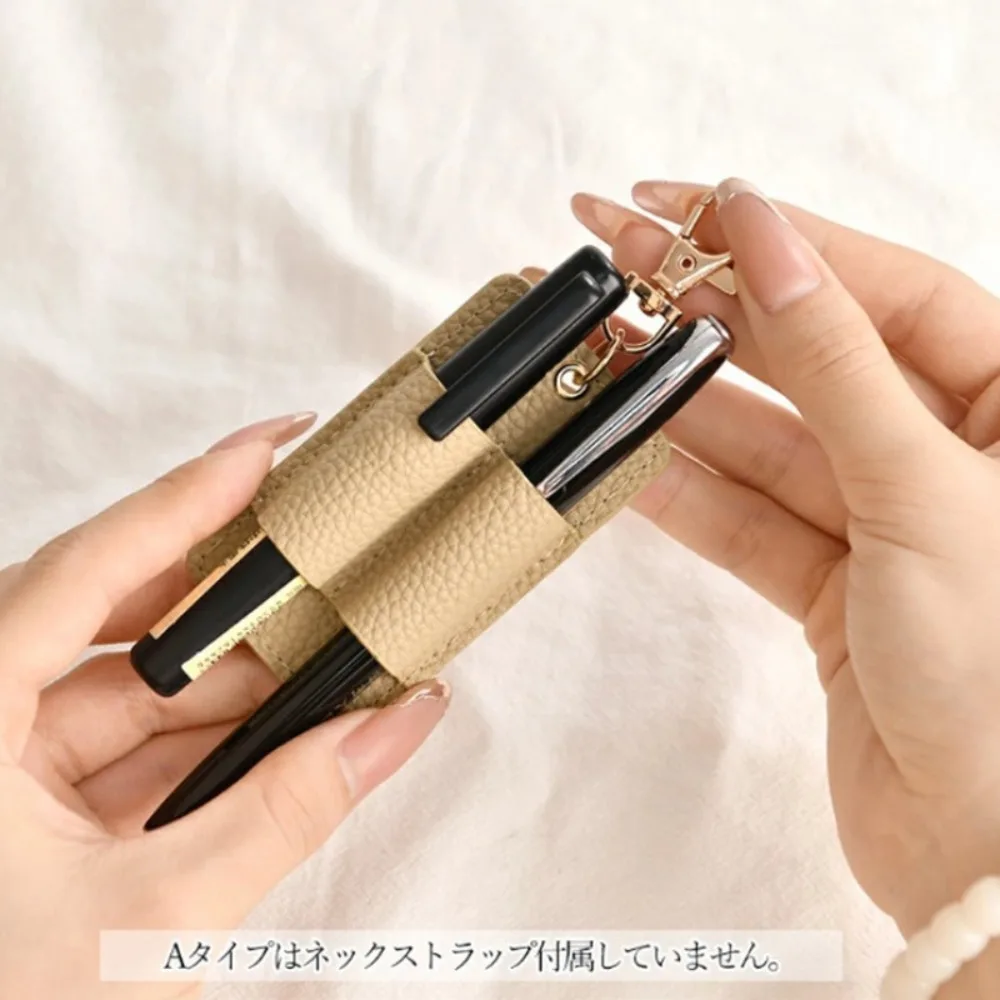New Portable PU Lanyard Pen Holders Hanging Creative Design Leather Pen Pouch Space-Saving Pen Organizer Office Supplies