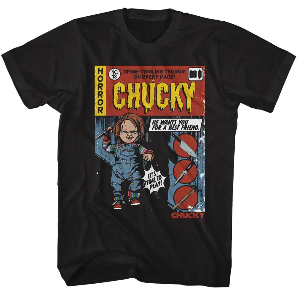 Childs Play Chucky No 13 Comic Book Cover Spine Tingling Terror Men's T Shirt