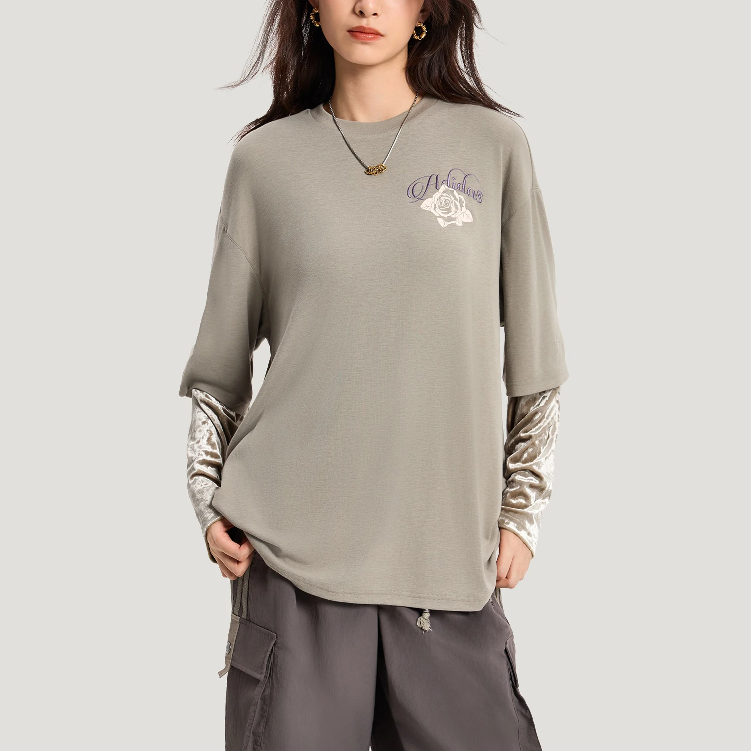 Adidas genuine clover 2-in-1 sports and leisure comfortable long sleeved T-shirt KR5039