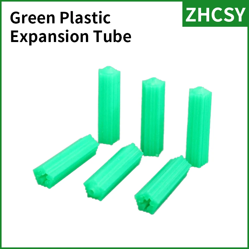 100/500PCS Plastic Expansion Pipe Green M6 M8 DryWall Plug Column Screw Anchor Expand Nails Self Drilling Home Pierced