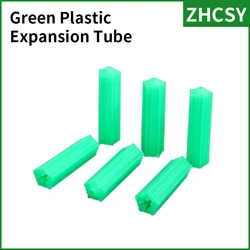 100/500PCS Plastic Expansion Pipe Green M6 M8 DryWall Plug Column Screw Anchor Expand Nails Self Drilling Home Pierced