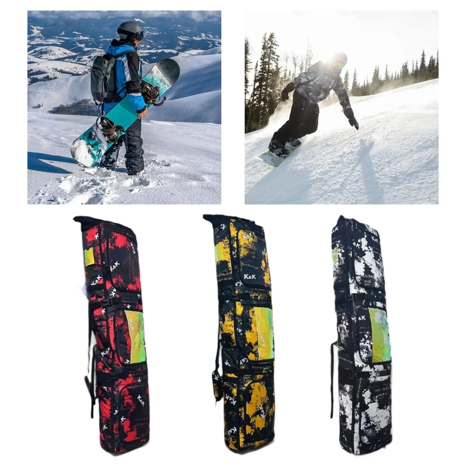 

Ski Bag Snowboard Bag for Adults Wheeled Easy Transport Rolled up Top Snowboarding Storage Snowboard Carrier Ski Carrying Bag