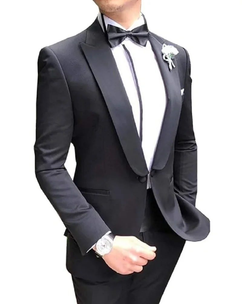 Sky Blue Men Suits Prom Tuxedos Groom Blazer Slim Fit Dinner Party Suit for Wedding Blazer+Pants+Bow