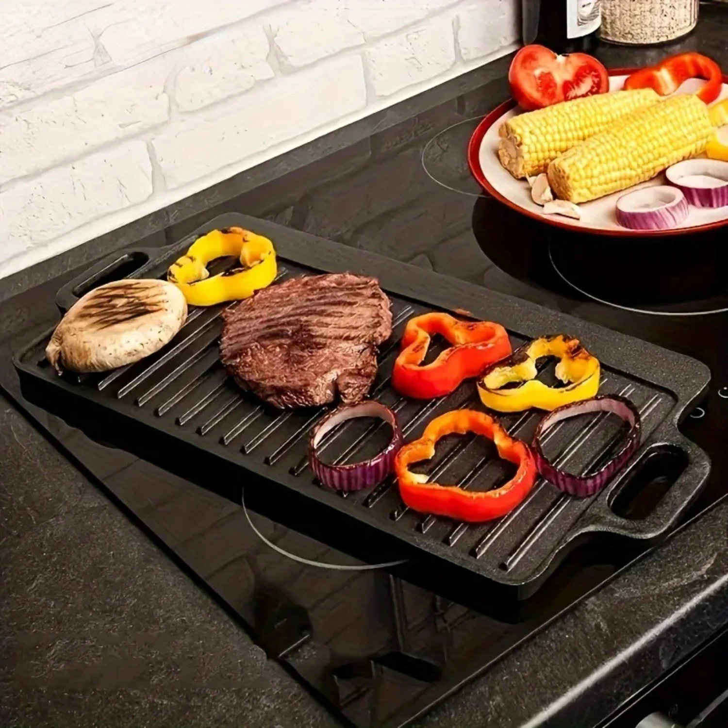 

1PCS Reversible Griddle Grill Cast iron Grill Pan Non Stick Skillet BBQ Hot Plate Suitable Use On An Outdoor BBQ Accessories