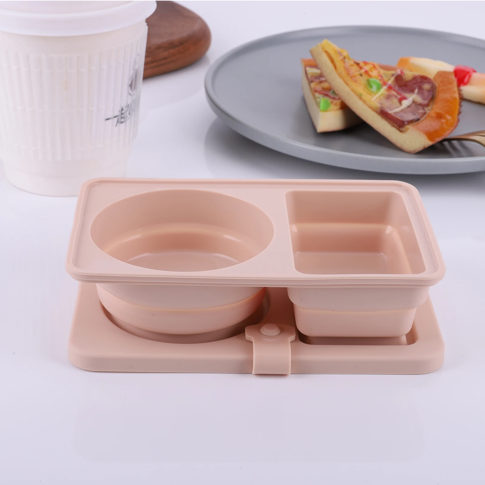 3Pcs 2 Compartment Mini Food Snack Box with Lid Condiment Containers  Sauce Seasoning Container for Travel Office Picnic