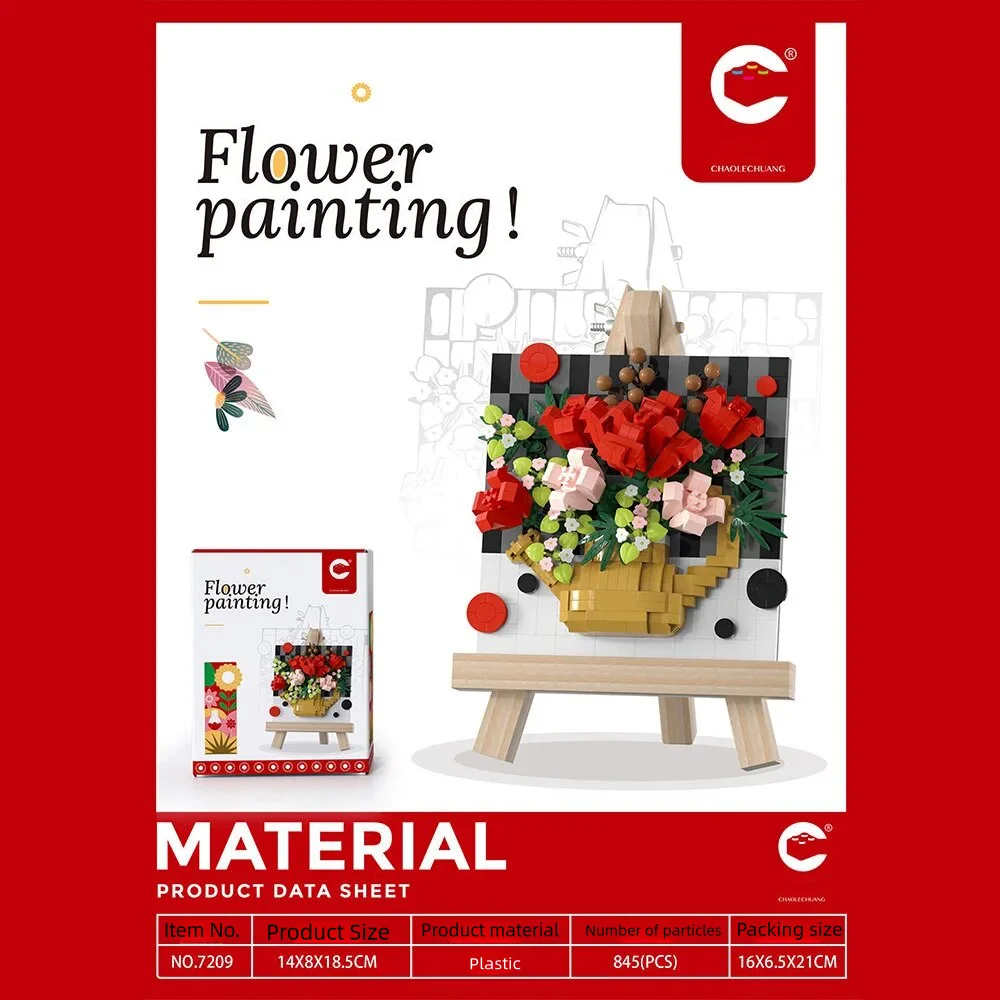 

Flower Painting Exhibition Building Blocks Toys, DIY Educational Building Blocks, Desktop Ornaments Perfect Gift, Create Endless