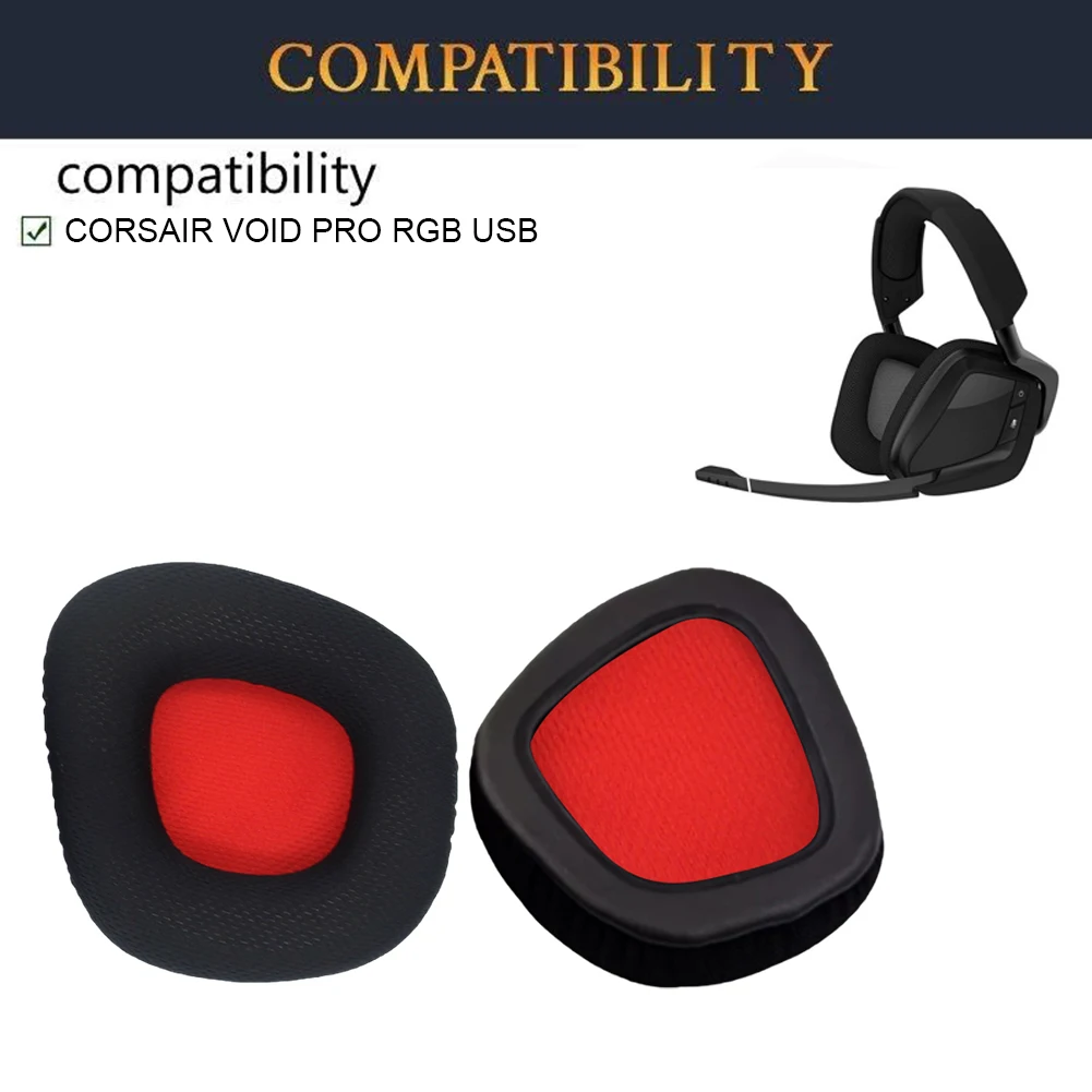 Corsair Void Pro 엘리트 게이밍 헤드폰용 교체형 이어 패드 쿠션, 헤드셋 이어 쿠션, 1 쌍