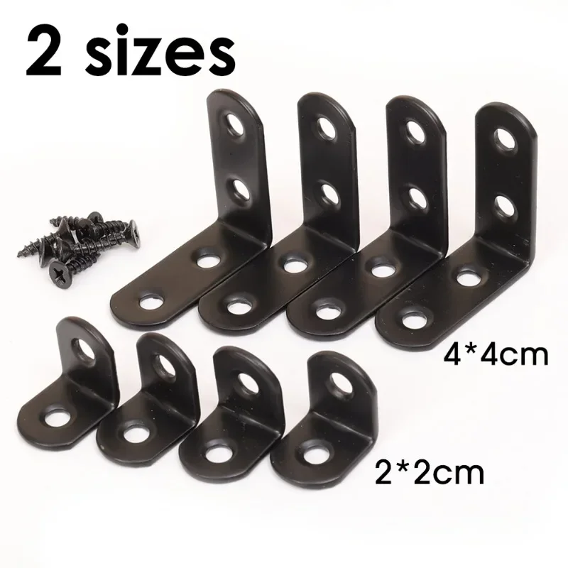 10 pieces of L-shaped 90 degree black corner code angle fixing iron plate bracket hardware triangle iron furniture